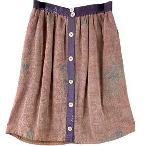 Vintage Kusnadi Boho Skirt Knee Length Button Front Festival